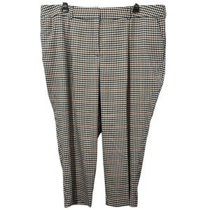 NWT Lane Bryant Navy/Tan‎ Plaid Short Mid-Rise Pull On Pant in Size 24